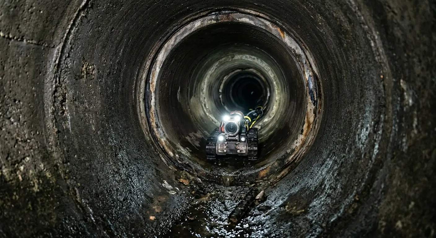 Robotic sewer camera inspecting pipe interior for Drain Snake Service in Madisonville